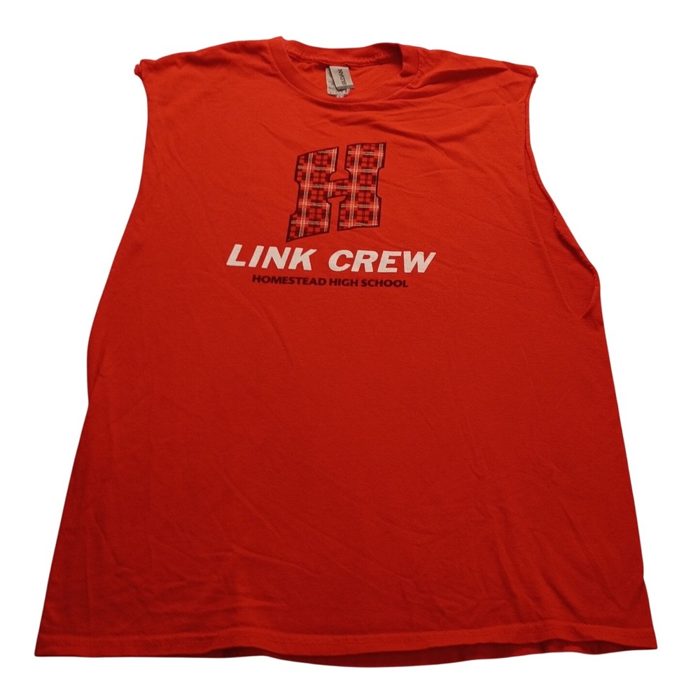 Gildan Muscle Tank Men's Link Crew Homestead High School Red M Graphic Tee